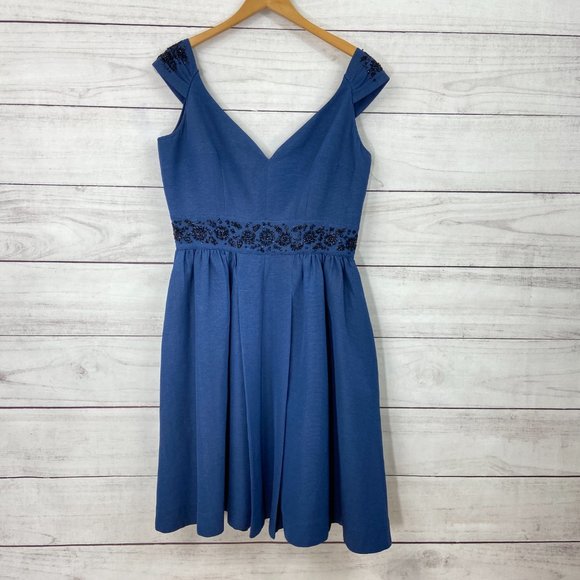 CANDICE GWINN Fit + Flare Beaded Eva Marie Cocktail Dress 16 L - Picture 6 of 9